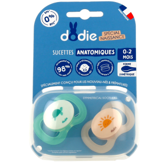 Sucettes anatomiques naissance 0-2m en silicone Dodie - Lot de 2