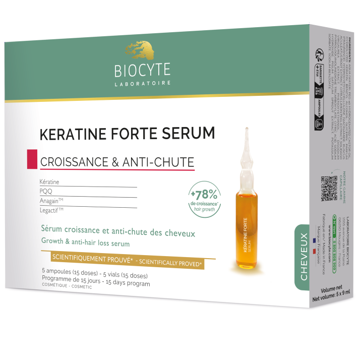 Biocyte Kératine forte sérums - 5 ampoules de 9 ml