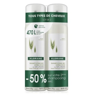 Shampoing sec extra doux Avoine et Céramide Klorane - 2 x 150ml