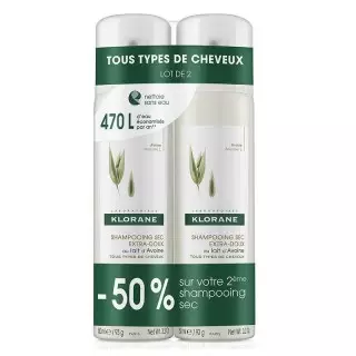 Shampoing sec extra doux Avoine et Céramide Klorane - 2 x 150ml