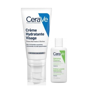 Crème hydratante visage 52ml + Crème lavante 20ml Offerte CeraVe