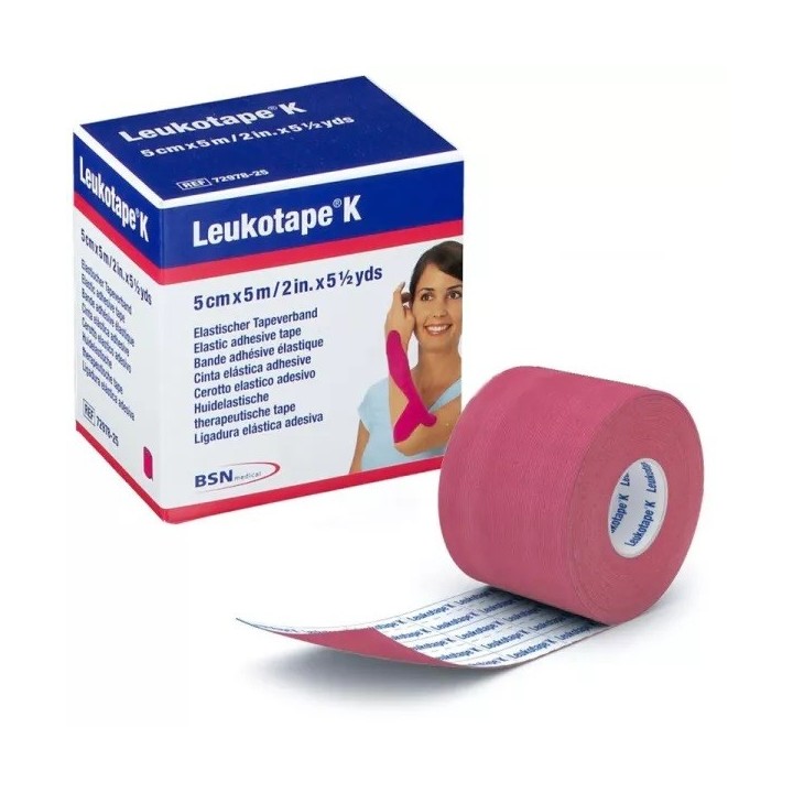 Bande taping de kinésiologie rose Leukotape® K BSN Médical - 5 cm x 5 m