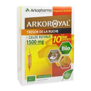 Arkoroyal gelée royale 1500 mg 20 ampoules + 10 offertes