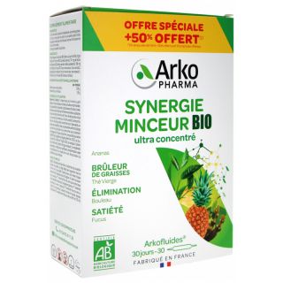 Arkofluides Synergie minceur Bio - 20 ampoules +50% Offert
