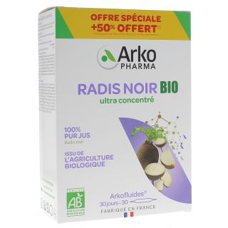Arkofluides Radis noir Bio - 20 ampoules + 10 Offertes