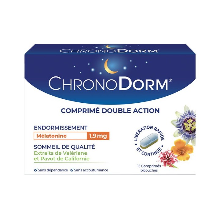 Chronodorm Double action Mélatonine - 15 comprimés