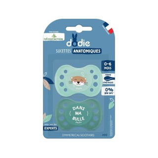 Sucettes anatomiques naissance 0-6m en silicone Dodie Reforest'Action - x 2