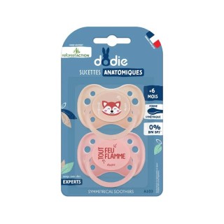 Sucettes anatomiques naissance +6m en silicone Dodie Reforest'Action - x 2
