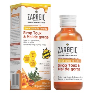 Sirop toux et mal de gorge enfant Zarbeil - Dès 2 ans - 150ml