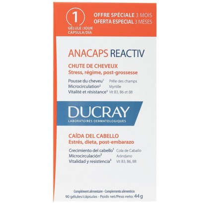 Anacaps Reactiv chute de cheveux Ducray - Cheveux et ongles - 90 comprimés