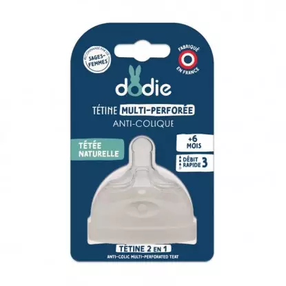Tétine multi perforée anti-colique +6 mois Biomimétisme Dodie x 1