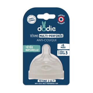 Tétine multi perforée anti-colique +6 mois Biomimétisme Dodie x 1