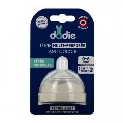 Tétine multi perforée anti-colique 0-6 mois Biomimétisme Dodie x 1