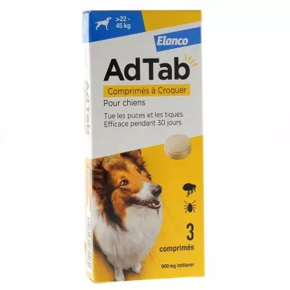 AdTab 900mg Chien 22–45 kg Elanco - Vermifuge - 3 comprimés