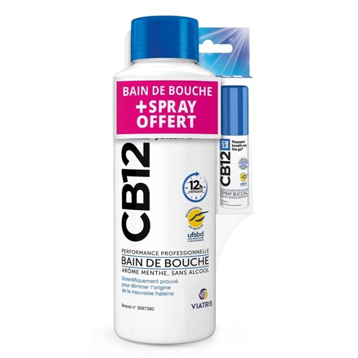 Bain de bouche 500ml + Spray buccal sans alcool menthe 15ml Offert CB12