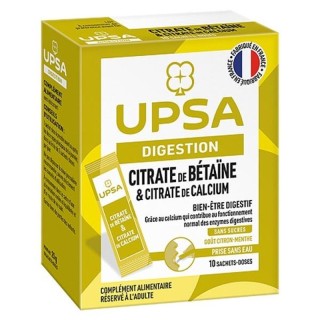 Citrate de Bétaïne et Citrate de Calcium UPSA - Digestion - 10 sachets