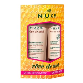 Crème mains et ongles 30ml + Stick lèvres hydratant 4g Rêve de Miel Nuxe