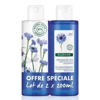Démaquillant yeux sensibles au Bleuet Bio Klorane - 2 x 200ml