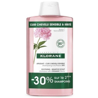 Shampoing apaisant à la pivoine Klorane - Cuir chevelu sensible - 2 x 400 ml