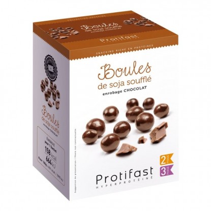 Boules de soja soufflé chocolat de Protifast - 5 sachets de 35g