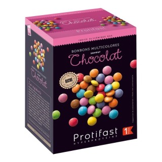 Bonbons multicolores saveur chocolat de Protifast - 7 sachets x 40 g