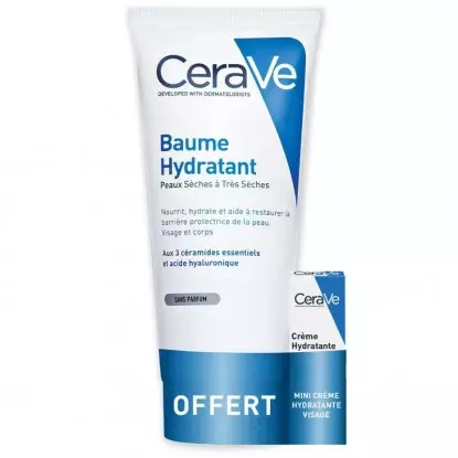 Baume hydratant corps 177ml + Crème hydratante visage 3ml Offerte Cerave