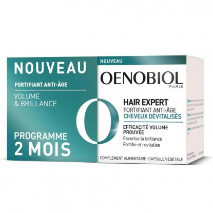 Fortifiant anti-âge cheveux dévitalisés Hair Expert Oenobiol - 2 x 30 capsules