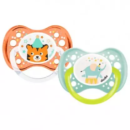 Sucettes anatomiques en silicone 6m+ "Cirque" Dodie - Lot de 2