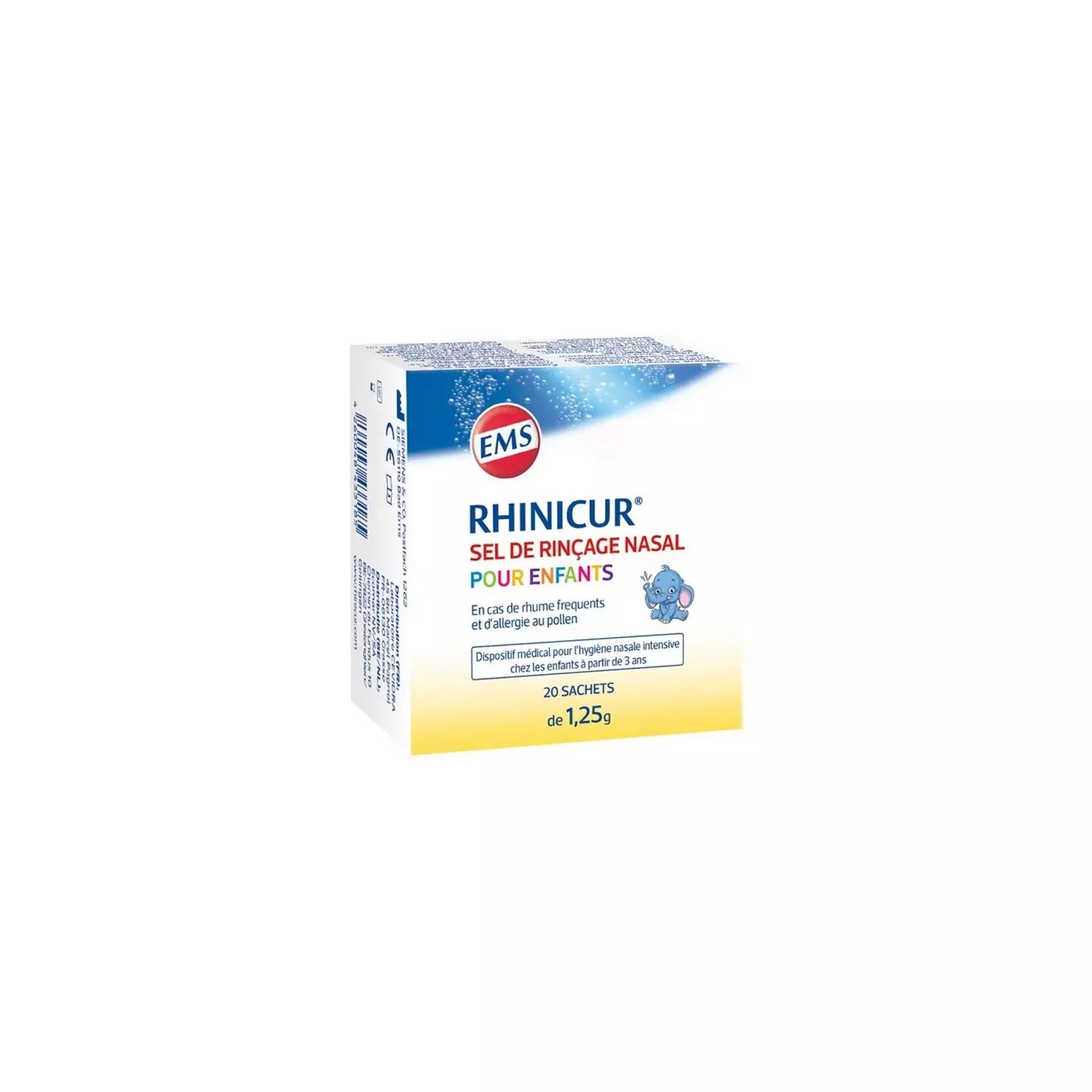 Rhinicur Sel Rinçage Nasal Enfant – 20 Sachets – Hygiène Nasale Douce & Efficace Contre Rhumes & Allergies