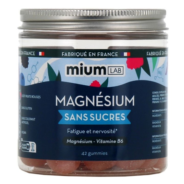 Gummies magnésium sans sucres Mium Lab - Fatigue & nervosité - 42 gummies
