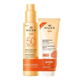 Spray solaire délicieux SPF50 150ml + Shampoing douche après-soleil 100ml Offert Nuxe Sun