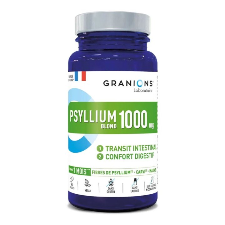 Psyllium Blond 1000mg Granions - Transit intestinal - 60 gélules