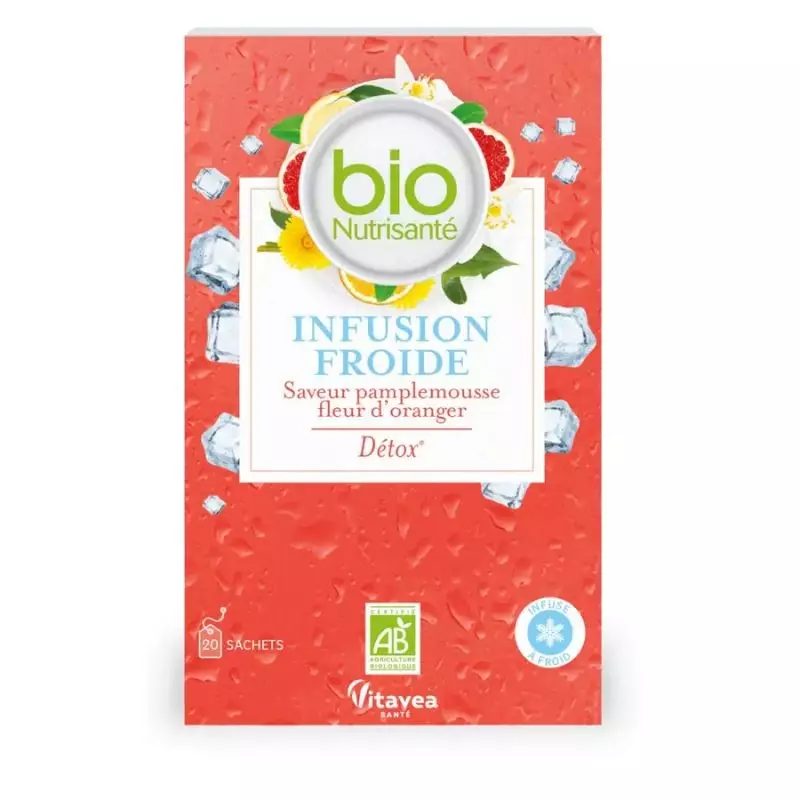 Infusion froide détox Bio Saveur Pamplemousse Fleur d'oranger Nutrisanté - 20 sachets
