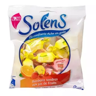 Bonbons tendres aux jus de fruits sans sucre Solens - 100g