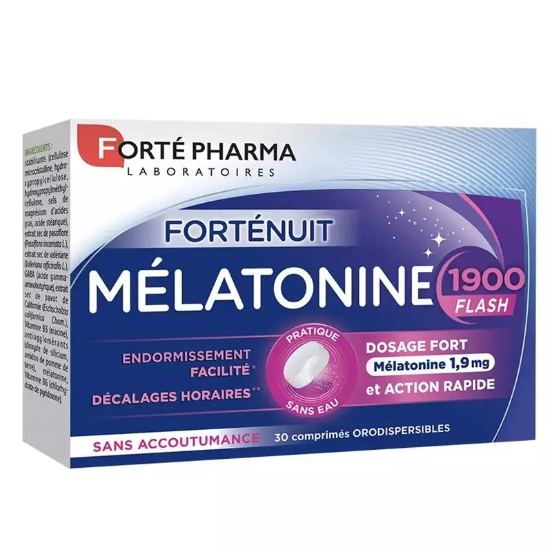 Mélatonine 1900 Flash FortéNuit Forté Pharma - Endormissement - 30 comprimés