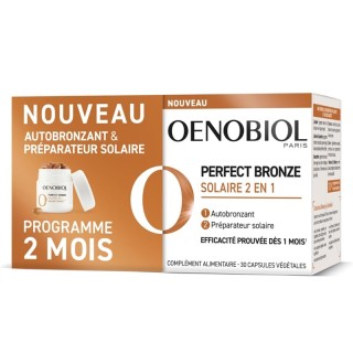 Solaire 2 en 1 autobronzant et préparateur solaire Perfect Bronze Oenobiol - 2 × 30 capsules