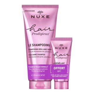 Shampoing brillance miroir 200ml + Démêlant 30ml Offert Hair Prodigieux Nuxe