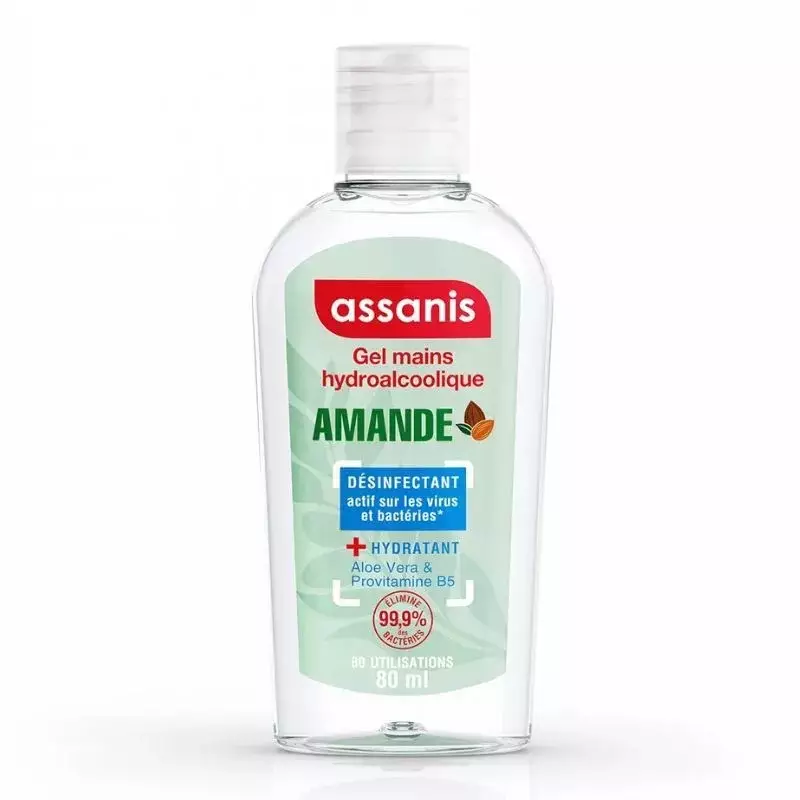 Gel hydroalcoolique mains sans rinçage Amande Assanis - 80ml