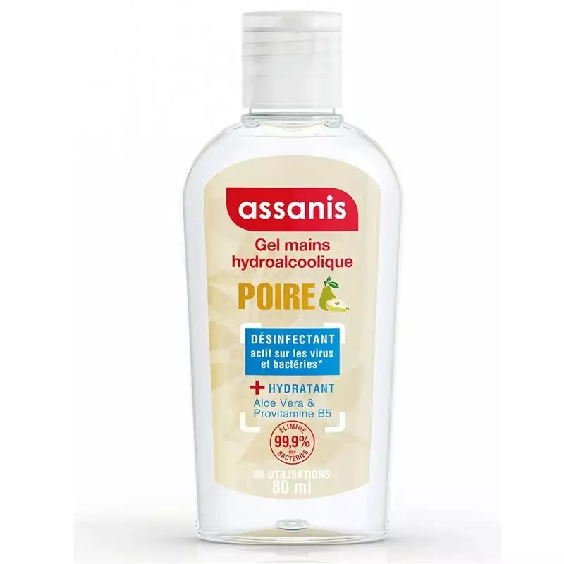 Gel hydroalcoolique mains sans rinçage Poire Assanis - 80ml