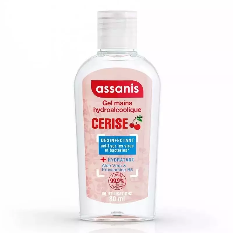 Gel hydroalcoolique mains sans rinçage Cerise Assanis - 80ml