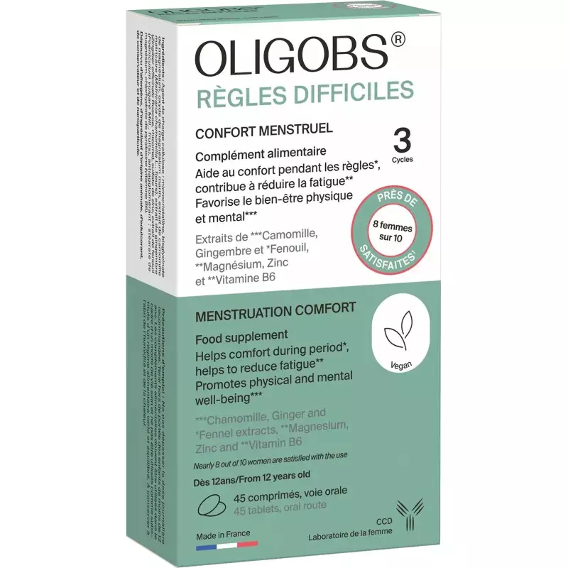 Oligobs Règles difficiles Cycle 3 CCD - Confort menstruel - 45 comprimés