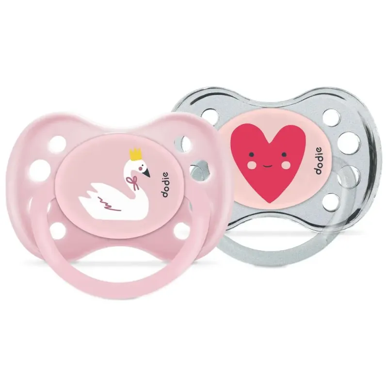 Sucettes anatomiques en silicone 6m+ "Cœur" Dodie - Lot de 2