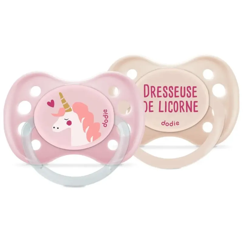 Sucettes anatomiques en silicone 6m+ "Cœur" Dodie - Lot de 2
