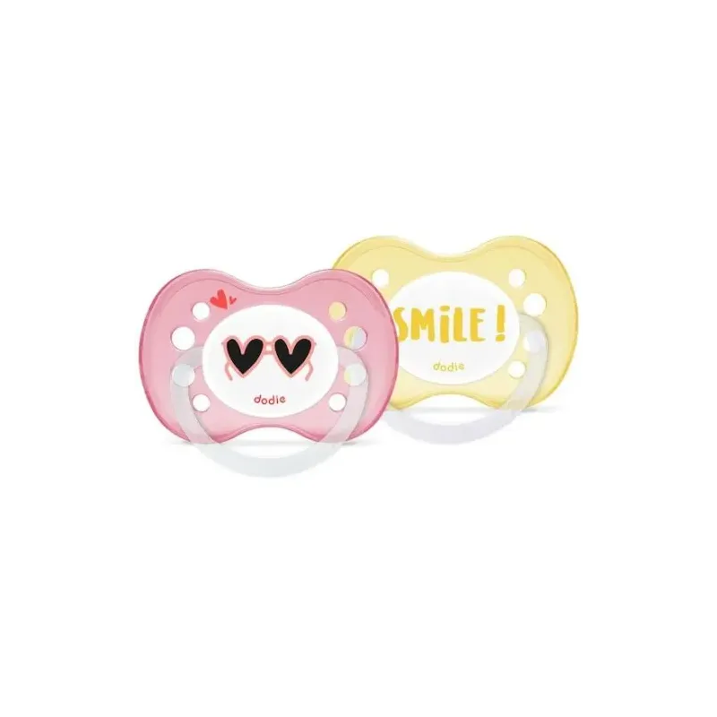 Sucettes anatomiques en silicone 6m+ "Girly" Dodie - Lot de 2