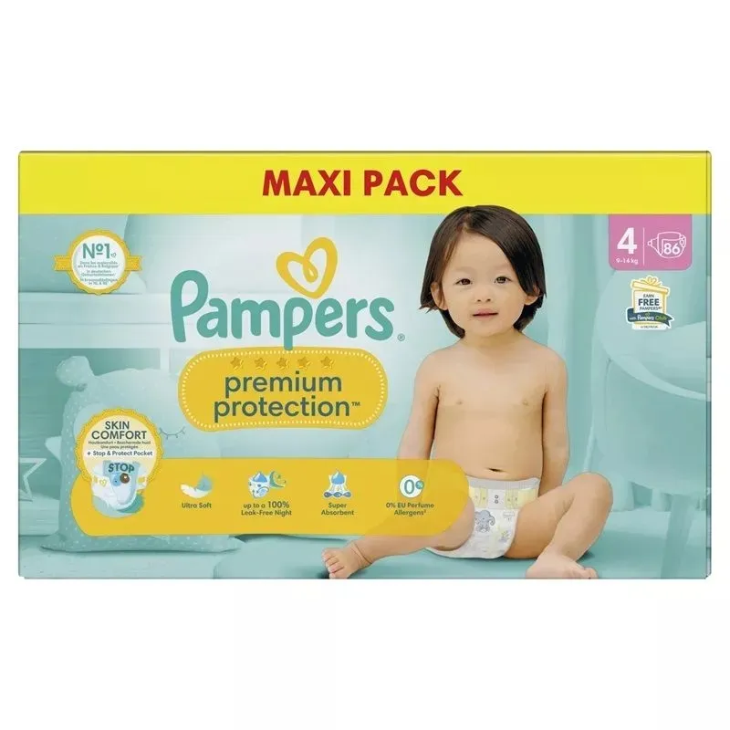 Couches bébé T4 (9-14kg) Premium Protection Pampers - Change bébé - 86 couches