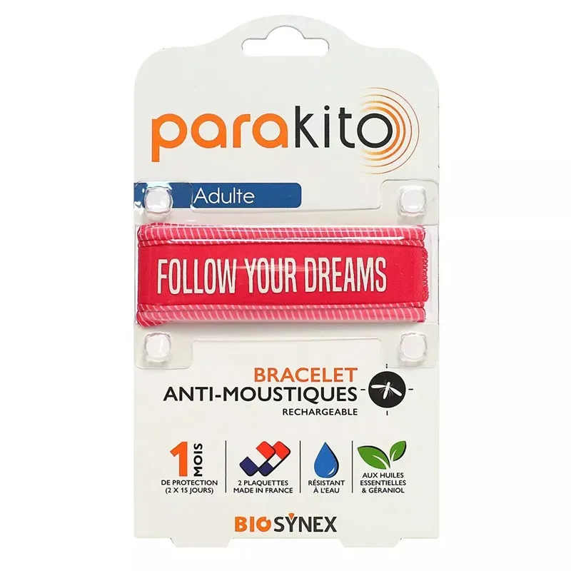 Bracelet anti-moustiques adulte Fuschia Parakito + 2 recharges