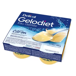 Eau gélifiée citron Gelodiet Delical - Troubles de la déglutition - 4 x 120 g