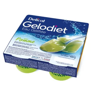 Eau gélifiée pomme verte Gelodiet Delical - Troubles de la déglutition - 4 x 120 g