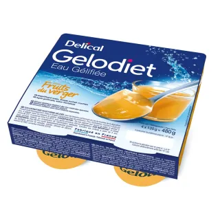 Eau gélifiée fruits du verger Gelodiet Delical - Troubles de la déglutition - 4 x 120 g