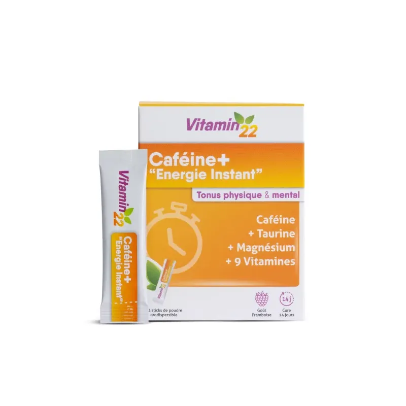 Caféine+ Vitamin'22 Ineldea - Capacités physiques et intellectuelles - 14 sticks
